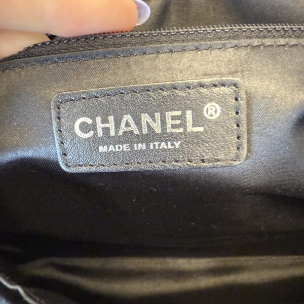 Chanel Interlocking CC Check Embossed Velvet Belted Side Flap Black Silver Hardware