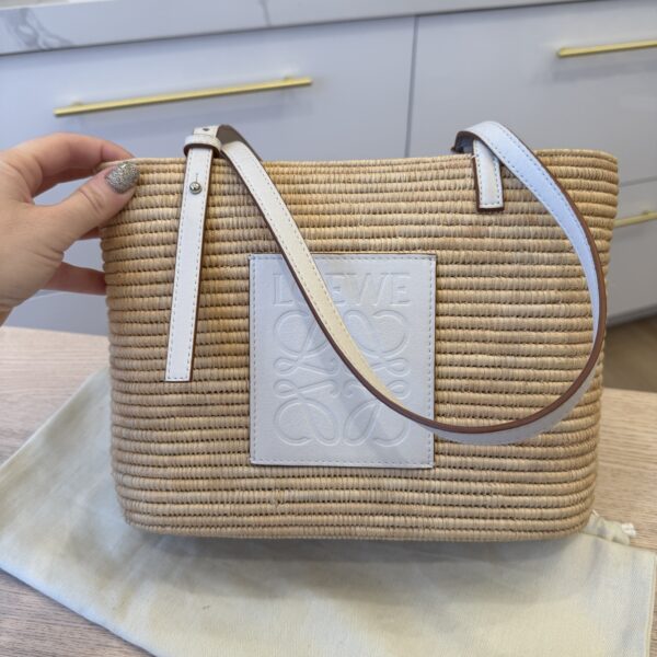 Loewe Square Anagram Straw Basket Tote Bag