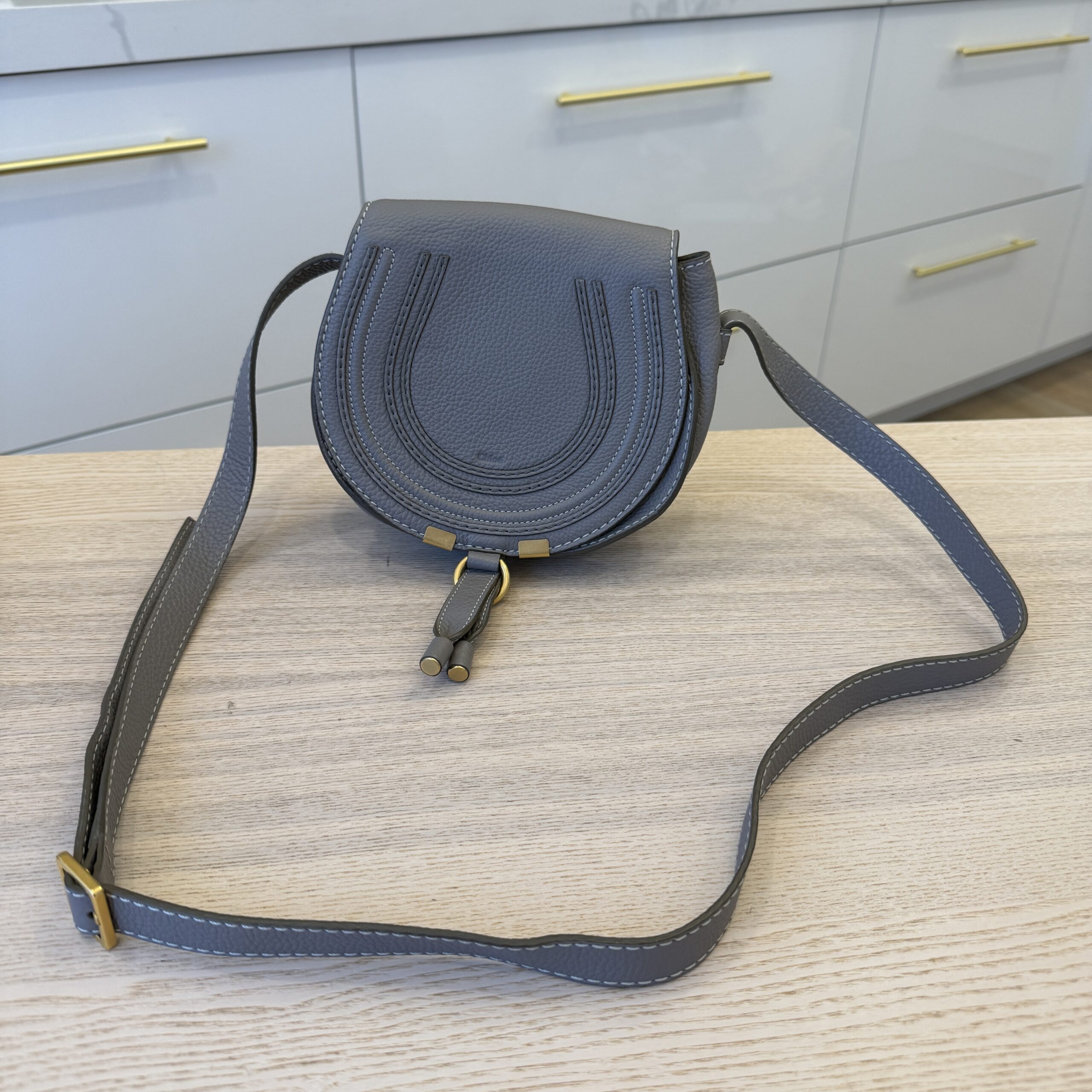 Chloe Marcie Small Crossbody Bag in Grained Calfskin Grey