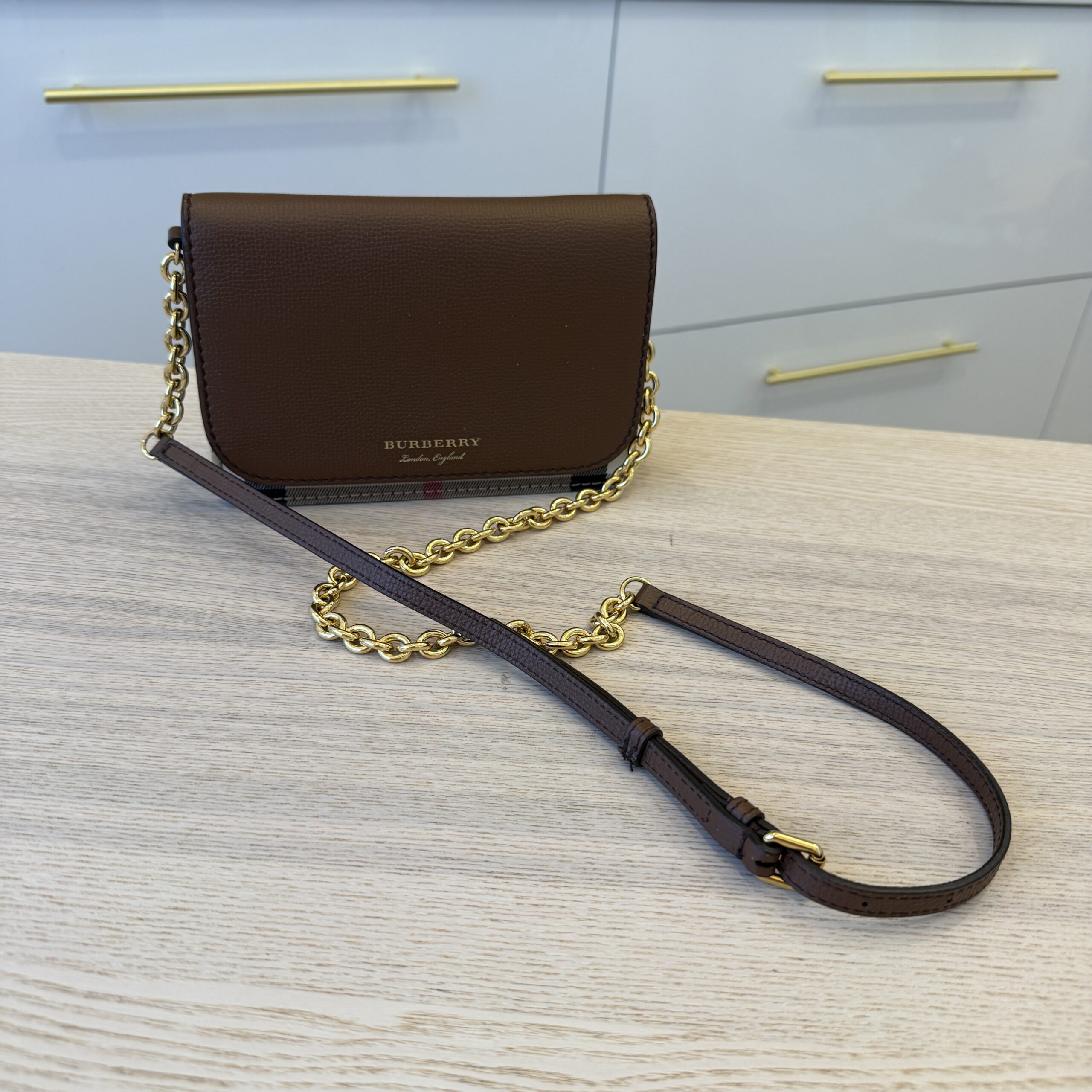 Burberry Brown/Beige House Check Canvas and Leather Hampshire Crossbody Bag