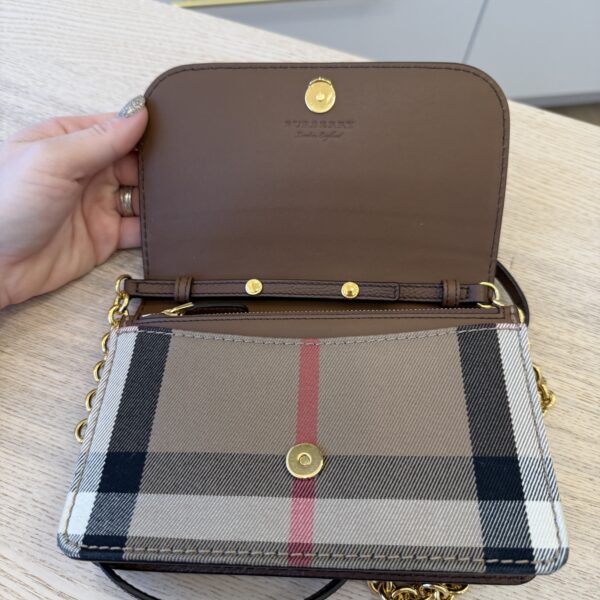 Burberry Brown/Beige House Check Canvas and Leather Hampshire Crossbody Bag
