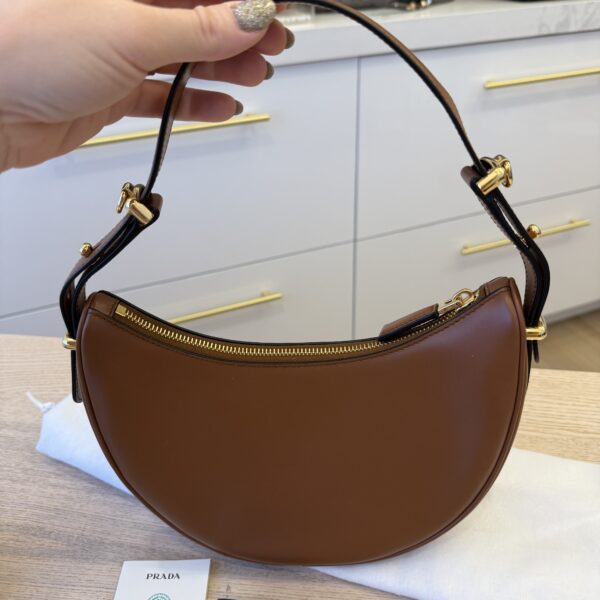 Prada Soft Calfskin Arque Shoulder Bag Cognac