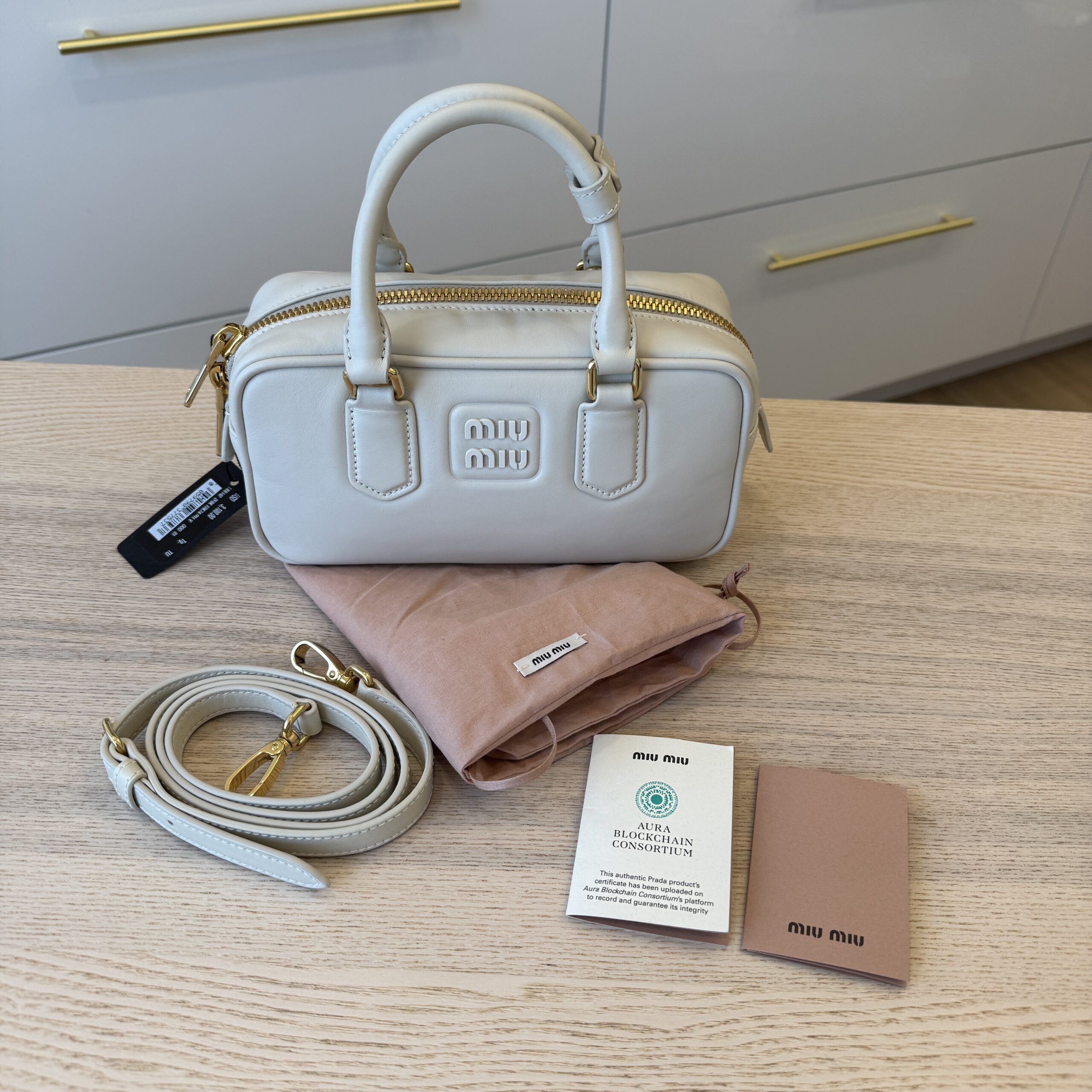 Miu Miu Arcadie Leather Bag Chalk White
