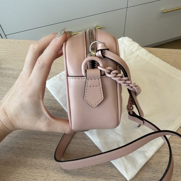 Gucci Calfskin Matelasse Mini GG Marmont Chain Shoulder Bag Perfectly Pink