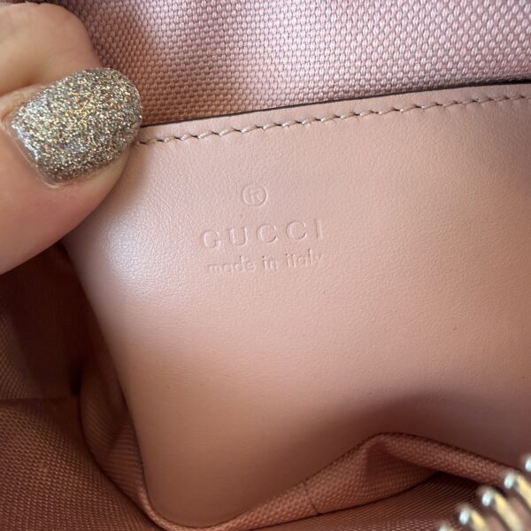 Gucci Calfskin Matelasse Mini GG Marmont Chain Shoulder Bag Perfectly Pink