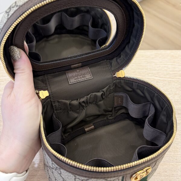 Gucci Ophidia Top Handle Cosmetic Case GG Coated Canvas Mini
