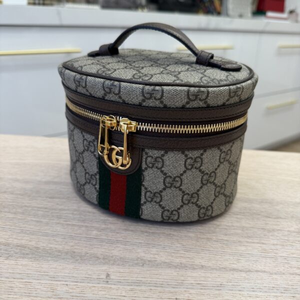 Gucci Ophidia Top Handle Cosmetic Case GG Coated Canvas Mini