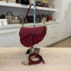 Christian Dior Saddle Bag with Strap Cherry Red Grained Calfskin