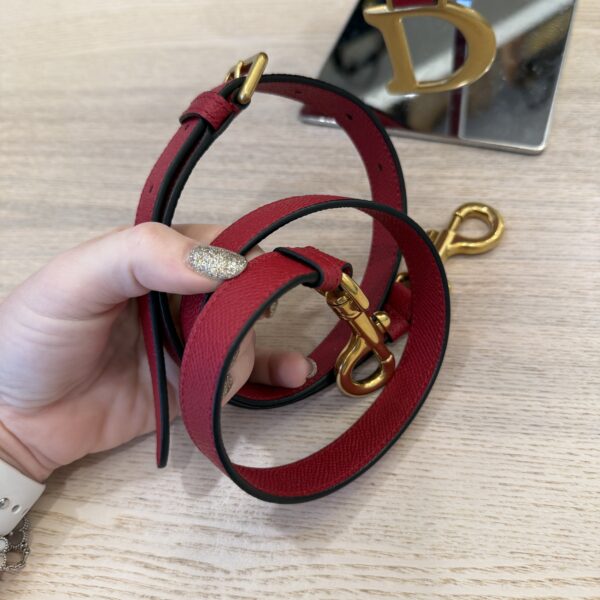 Christian Dior Saddle Bag with Strap Cherry Red Grained Calfskin