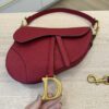 Christian Dior Saddle Bag with Strap Cherry Red Grained Calfskin