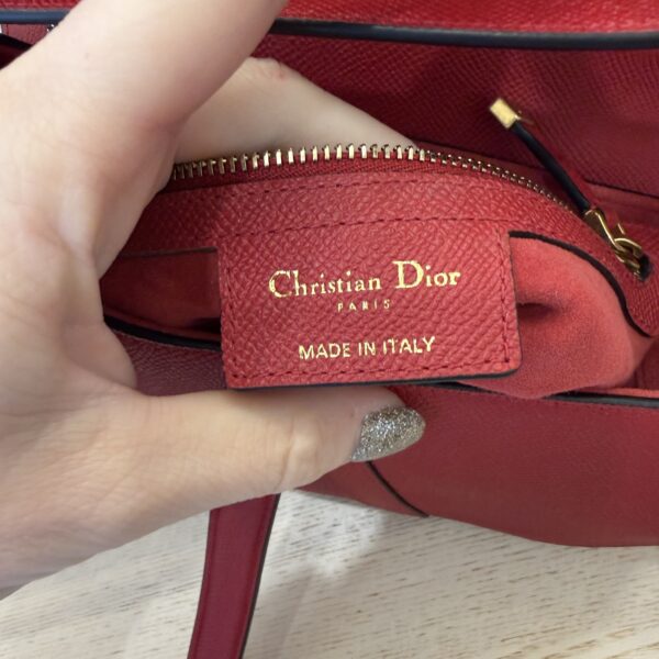Christian Dior Saddle Bag with Strap Cherry Red Grained Calfskin