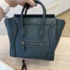 Celine Drummed Calfskin Nano Luggage Dark Green Gold Hardware