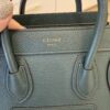 Celine Drummed Calfskin Nano Luggage Dark Green Gold Hardware