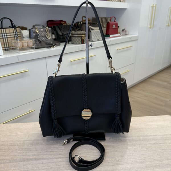 Chloe Grained Calfskin Medium Penelope Shoulder Bag Black
