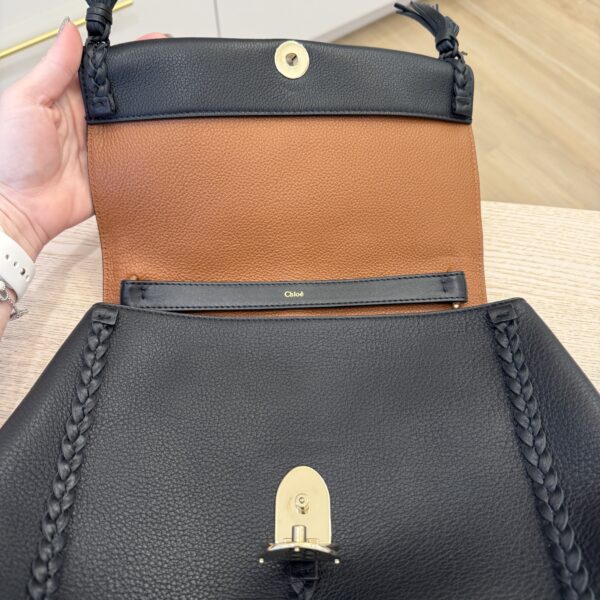 Chloe Grained Calfskin Medium Penelope Shoulder Bag Black