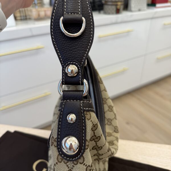 Gucci Beige GG Canvas Icon Bit Medium Hobo Bag