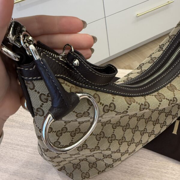 Gucci Beige GG Canvas Icon Bit Medium Hobo Bag
