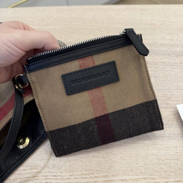 Burberry Black Leather And Check Canvas Mini Ashby Bag