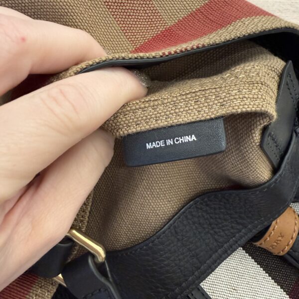 Burberry Black Leather And Check Canvas Mini Ashby Bag