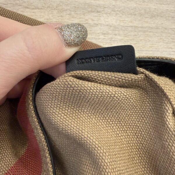 Burberry Black Leather And Check Canvas Mini Ashby Bag