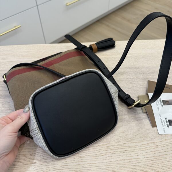 Burberry Black Leather And Check Canvas Mini Ashby Bag