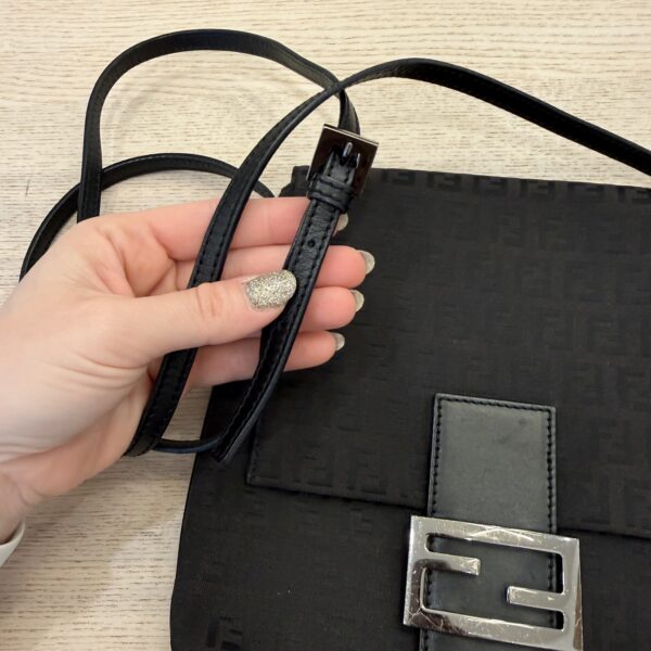 Fendi Zucchino Vitello Tube Messenger Bag Testa di Moro Black