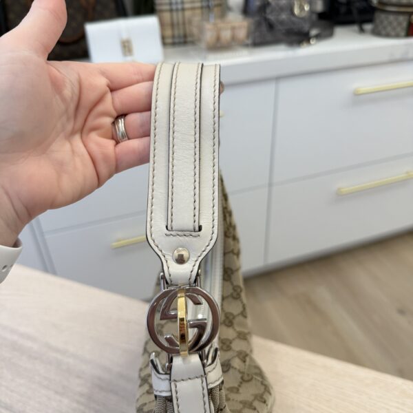 Gucci Brown GG Canvas Twins Shoulder Bag White Beige