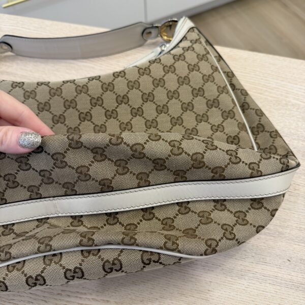 Gucci Brown GG Canvas Twins Shoulder Bag White Beige