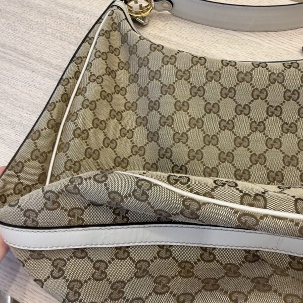 Gucci Brown GG Canvas Twins Shoulder Bag White Beige