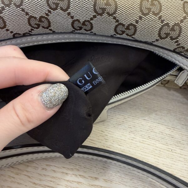 Gucci Brown GG Canvas Twins Shoulder Bag White Beige