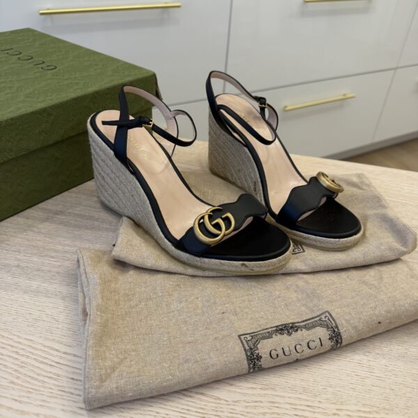 Gucci Marmont GG Wedge Black 38.5