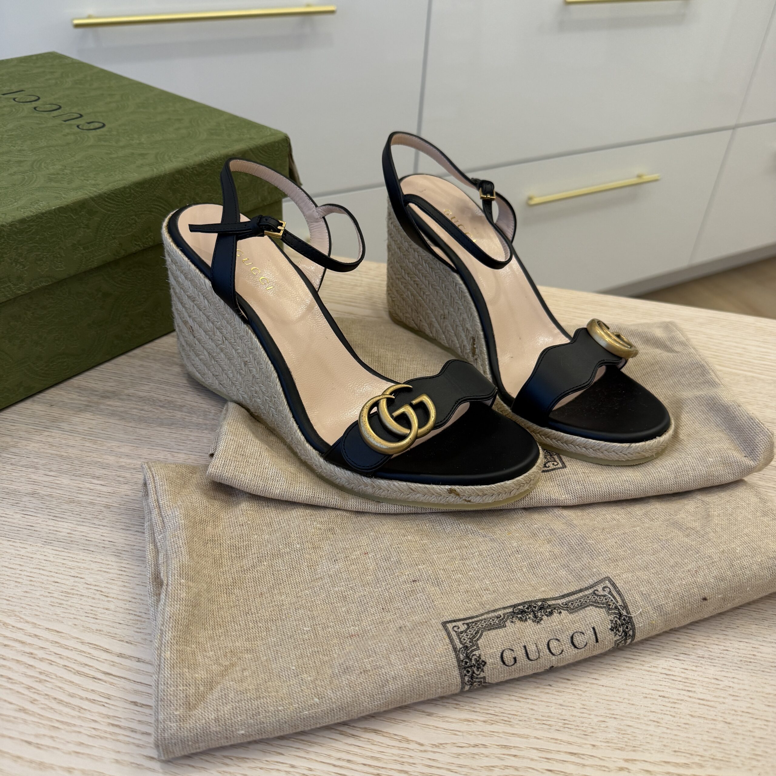 Gucci Marmont GG Wedge Black 38.5