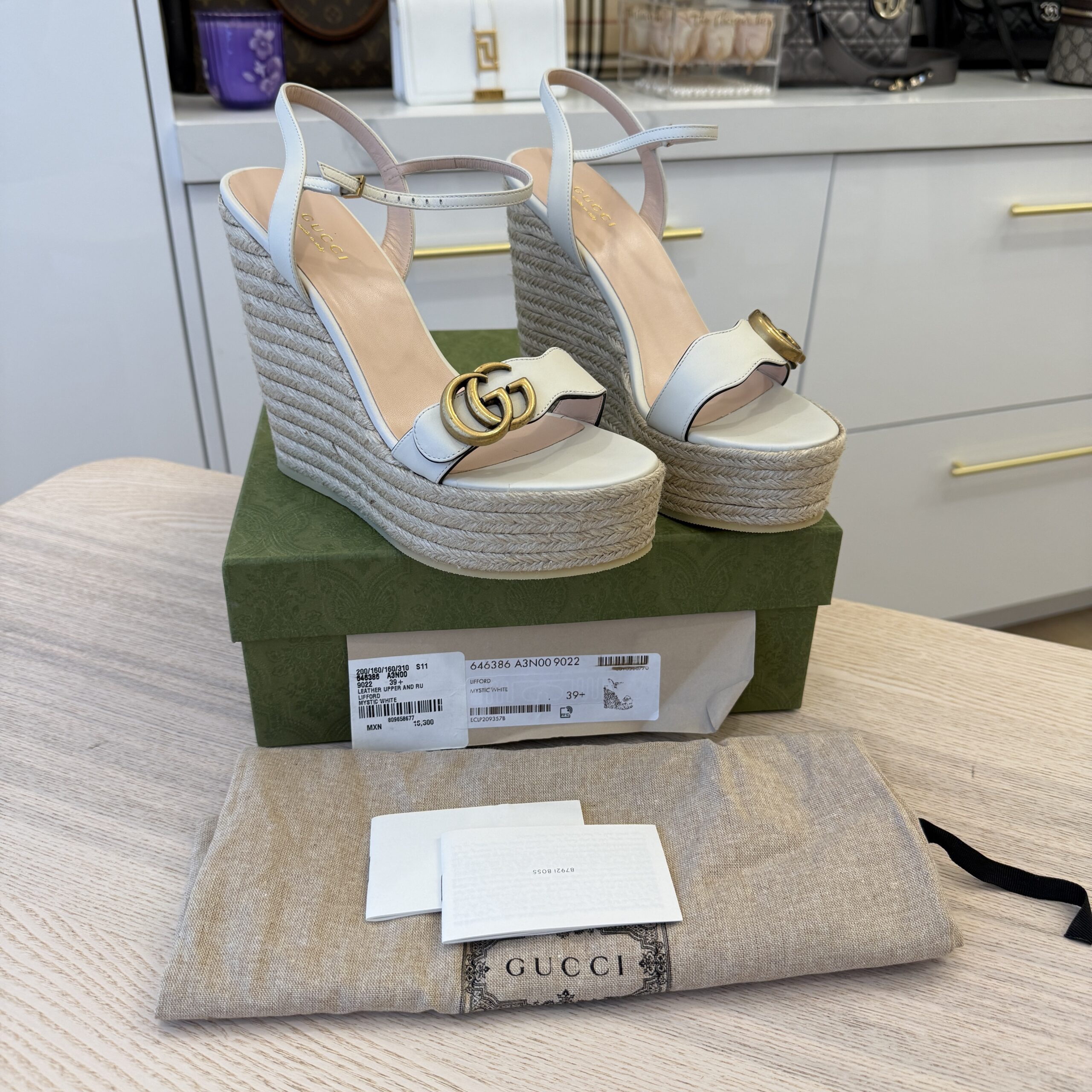 Gucci Marmont GG Wedge Mystic White 39.5