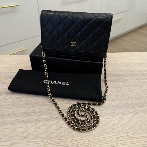 Chanel Caviar Quilted Wallet on Chain WOC Black Gold Hardware