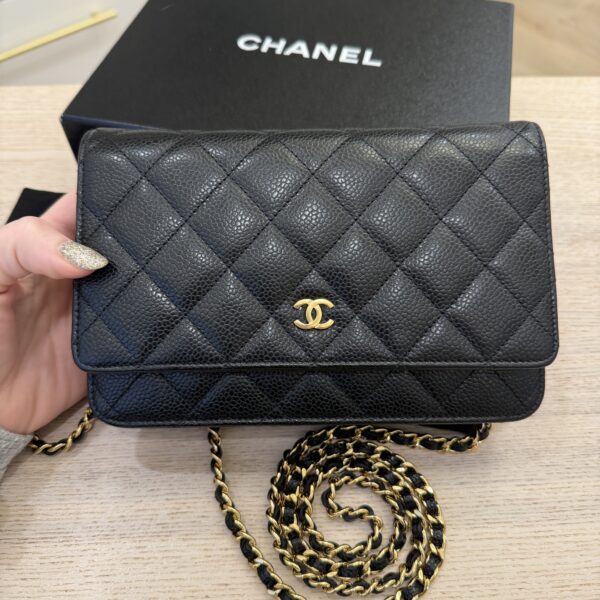 Chanel Caviar Quilted Wallet on Chain WOC Black Gold Hardware