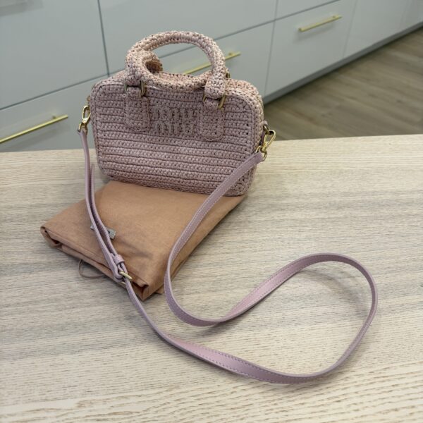 Miu Miu Pastel Pink Raffia Handbag