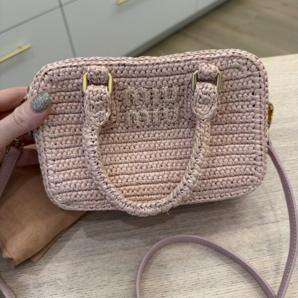 Miu Miu Pastel Pink Raffia Handbag