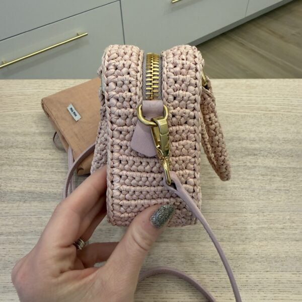 Miu Miu Pastel Pink Raffia Handbag