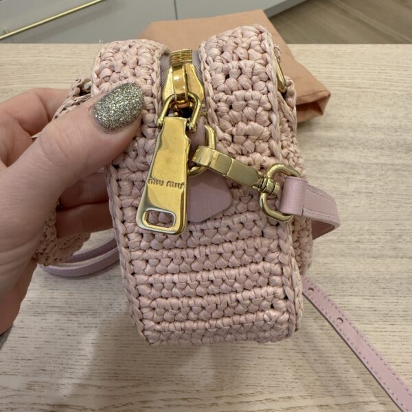 Miu Miu Pastel Pink Raffia Handbag
