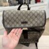 Gucci GG Supreme Monogram Medium Single Buckle Rucksack Backpack Beige Ebony Brown