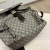 Gucci GG Supreme Monogram Medium Single Buckle Rucksack Backpack Beige Ebony Brown
