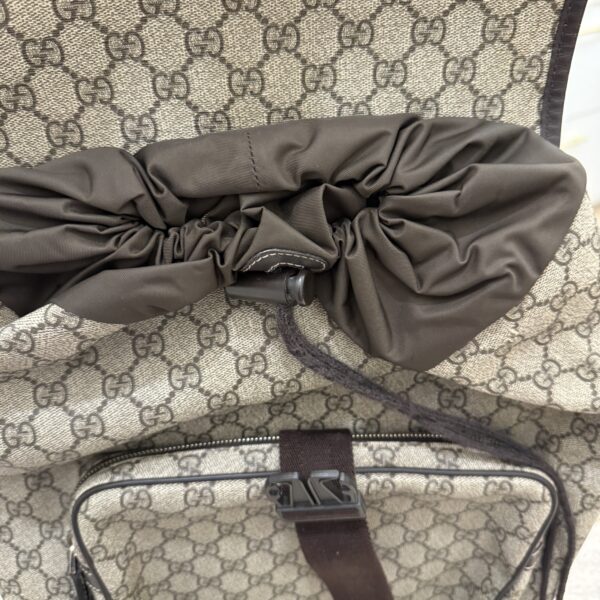 Gucci GG Supreme Monogram Medium Single Buckle Rucksack Backpack Beige Ebony Brown