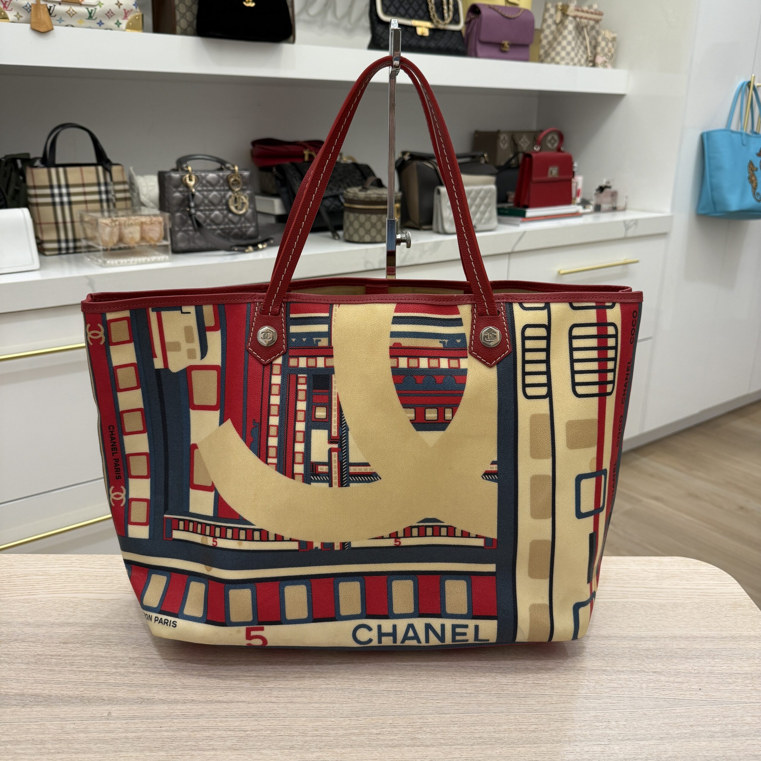 Chanel Le Train Tote Printed Coated Canvas Large