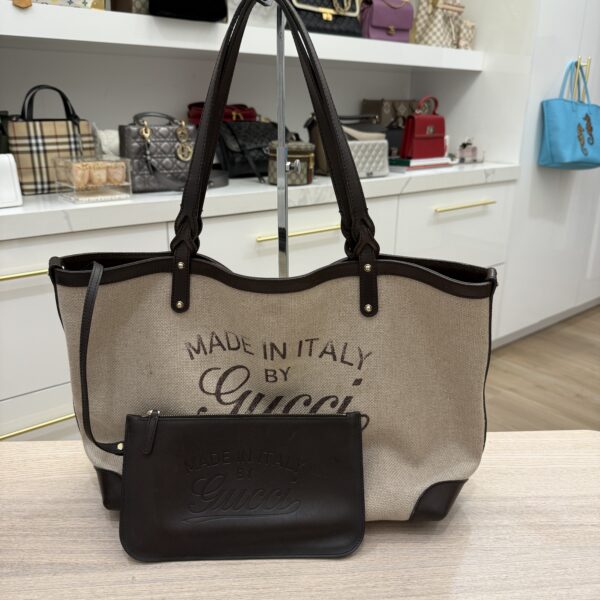 Gucci Brown Canvas And Leather Craft Tote Bag