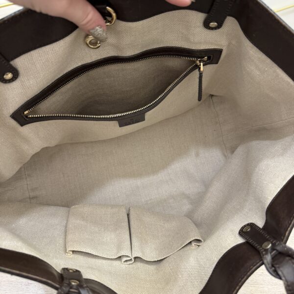 Gucci Brown Canvas And Leather Craft Tote Bag