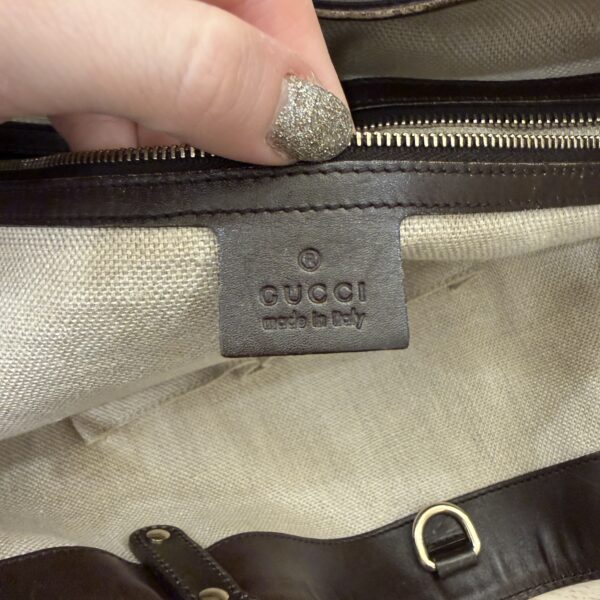 Gucci Brown Canvas And Leather Craft Tote Bag