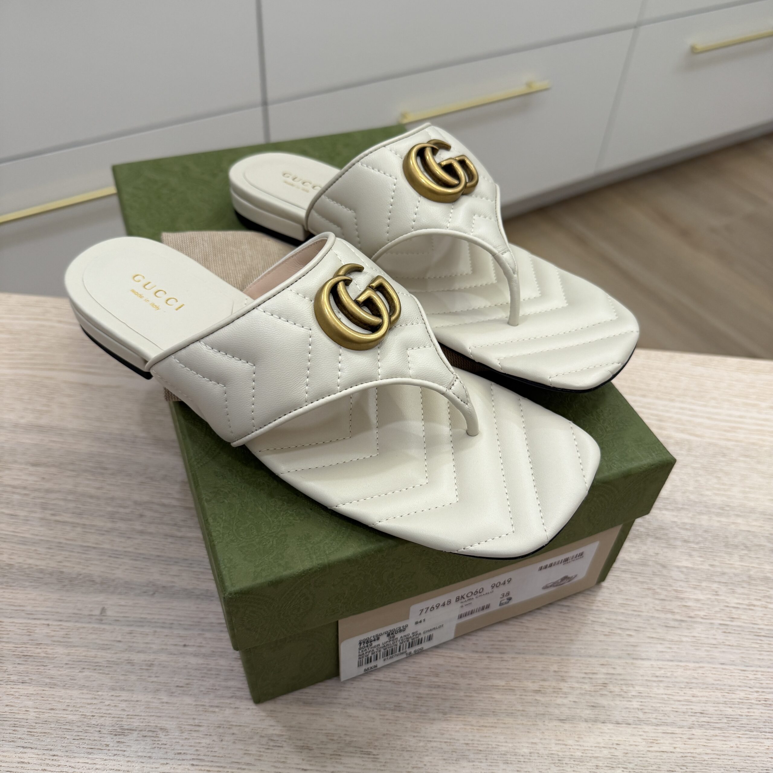 Gucci White Marmont GG Sandals Size 38