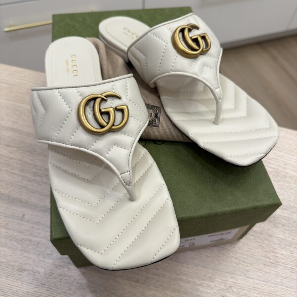 Gucci White Marmont GG Sandals Size 38
