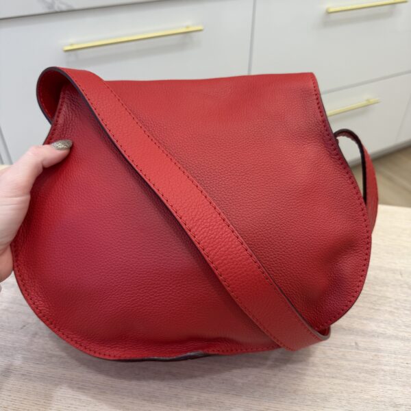 Chloe Calfskin Medium Marcie Round Crossbody Bag Red