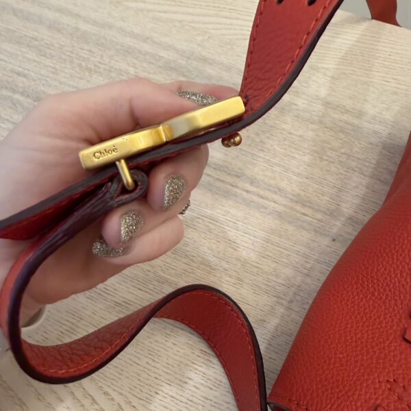 Chloe Calfskin Medium Marcie Round Crossbody Bag Red